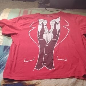 Men's Red XXL Holiday Suit Parody  Unbuttoned Shirt